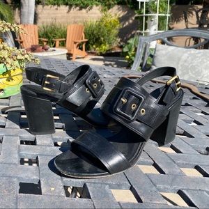 Cole Haan Black Leather Buckle Heels Strap 8B